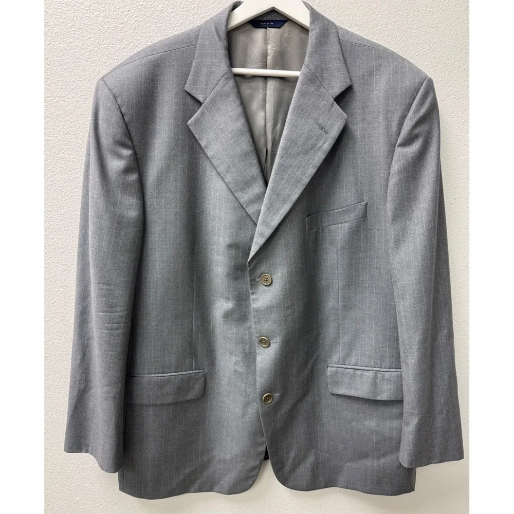 Brooks Brothers Mens Blazer 48RG Gray Pinstripe Super 110s Wool‎ Sport Coat